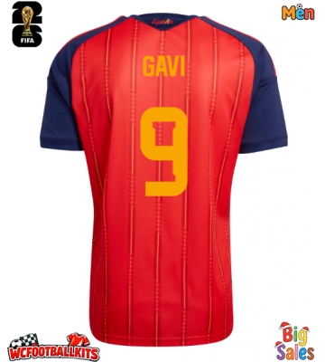 Spain Paez Gavi #9 Replica Home Stadium Shirt World Cup 2026 Short Sleeve